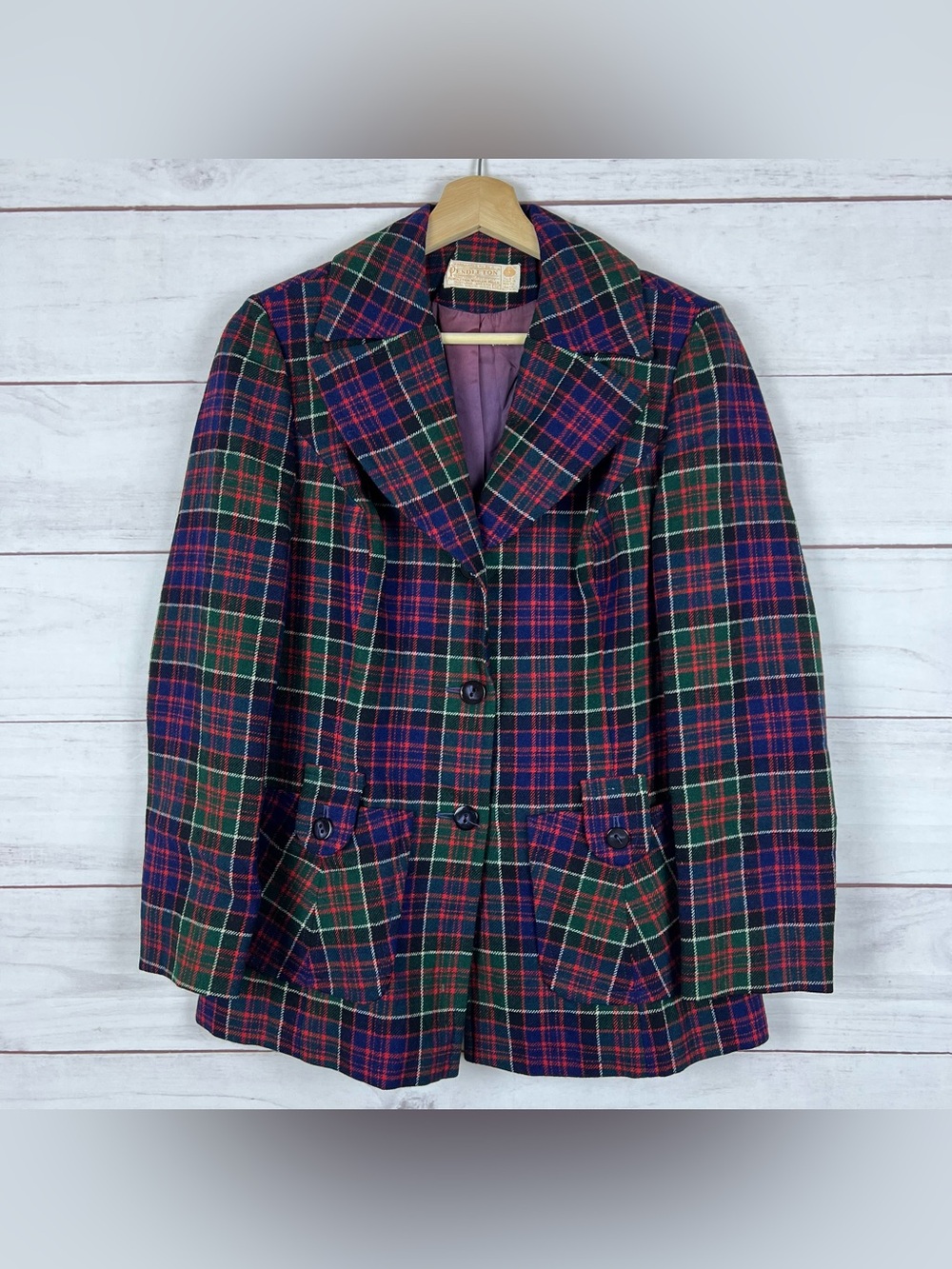 Vintage Pendleton Wool Plaid Blazer Jacket Women’s Size 12
